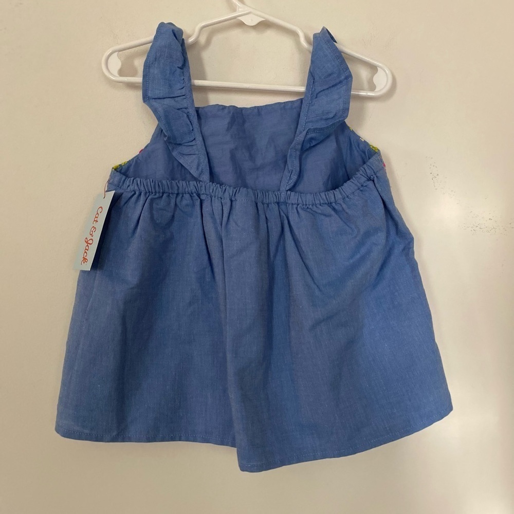 Cat & Jack Embroidered Chambray Ruffle Tank Top, 5T, NWT - Picture 8 of 10